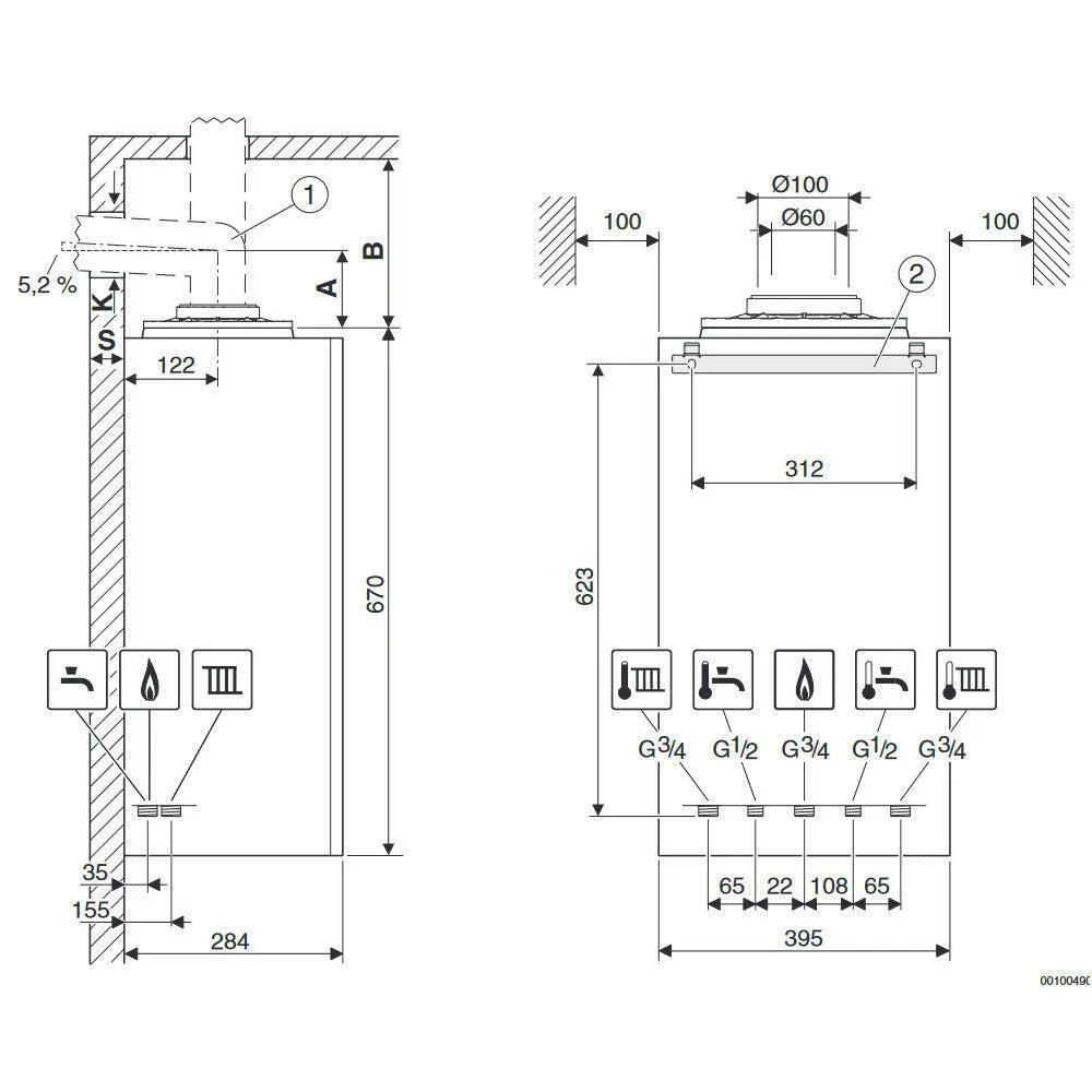 Bosch Condens 1200 W GC1200W 24 C 23 kondenzációs gázkazán, kombi 24 kW (7736902182)