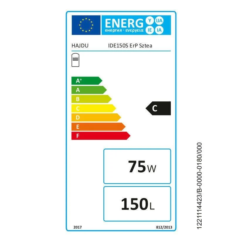 Hajdu IDE 150S ErP indirekt fűtésű forróvíztároló, álló, szteatitos villamos pótfűtéssel, cirkulációs csonkkal (2142133213)