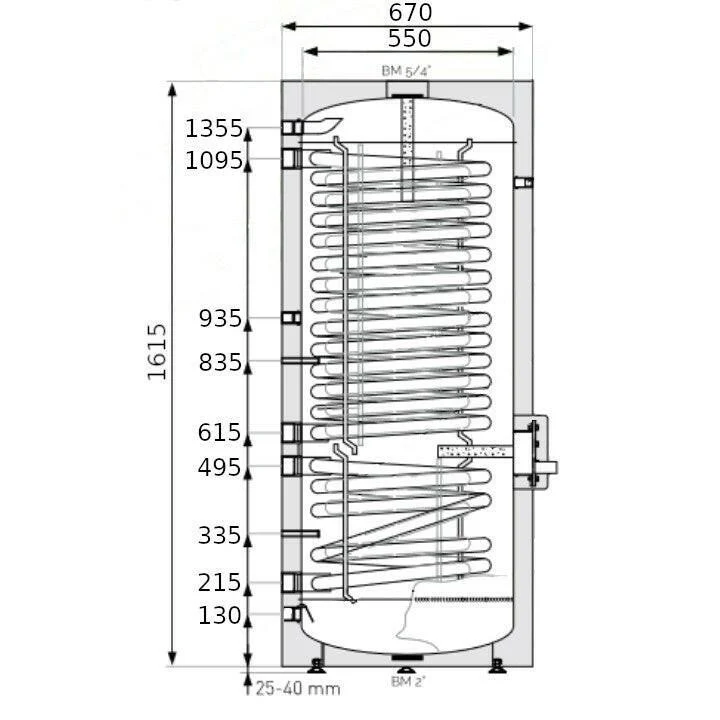 Heizer SOH-300 indirekt tároló hőszivattyúhoz, álló, 2 hőcserélő, fix szigeteléssel, 300l (SOH-300)