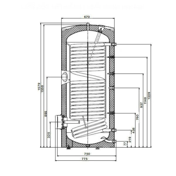 Immergas UBS 300 HP indirekt tároló, 1 növelt teljesítményű csőkígyó (9.020036)