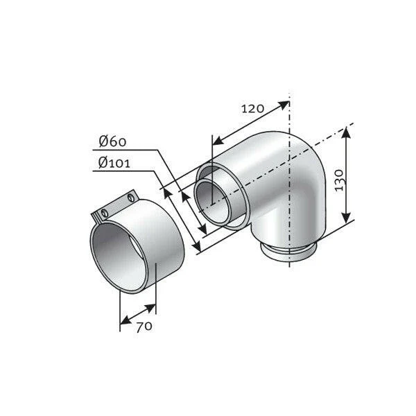 SAUNIER 60/100 PPs könyök 90° (0020257009)