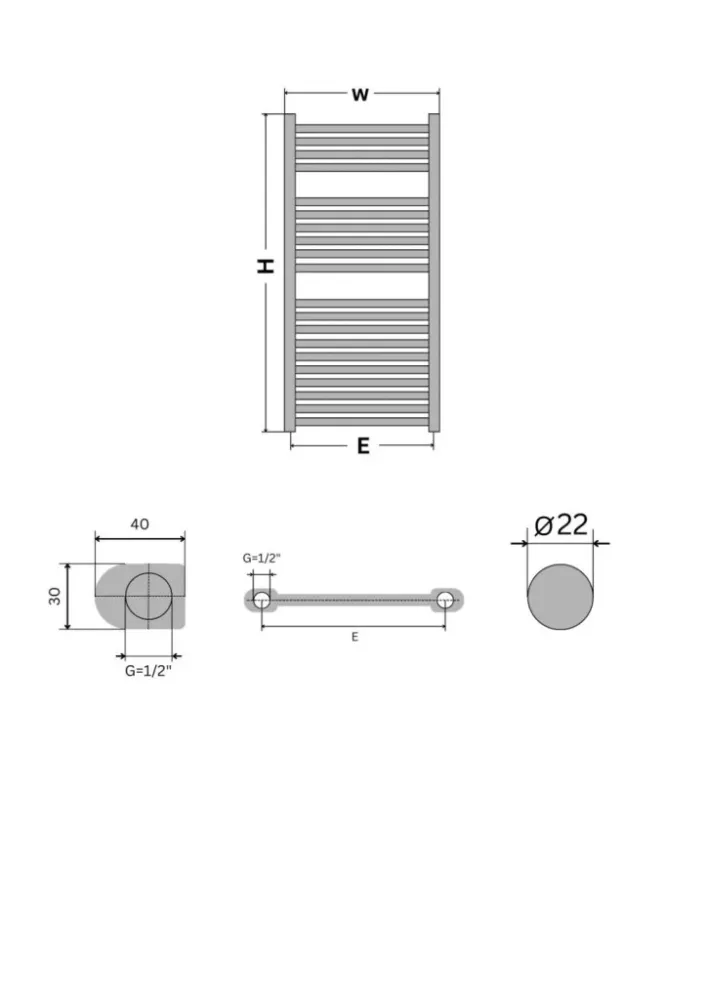 Törölközőszárító radiátor - Viva Platinum Therm - EGYENES - fehér - 700 x 1200 mm