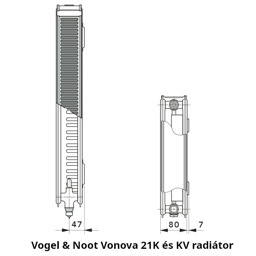 Vogel&Noot 21KV-S 400x720 balos szelepes radiátor
