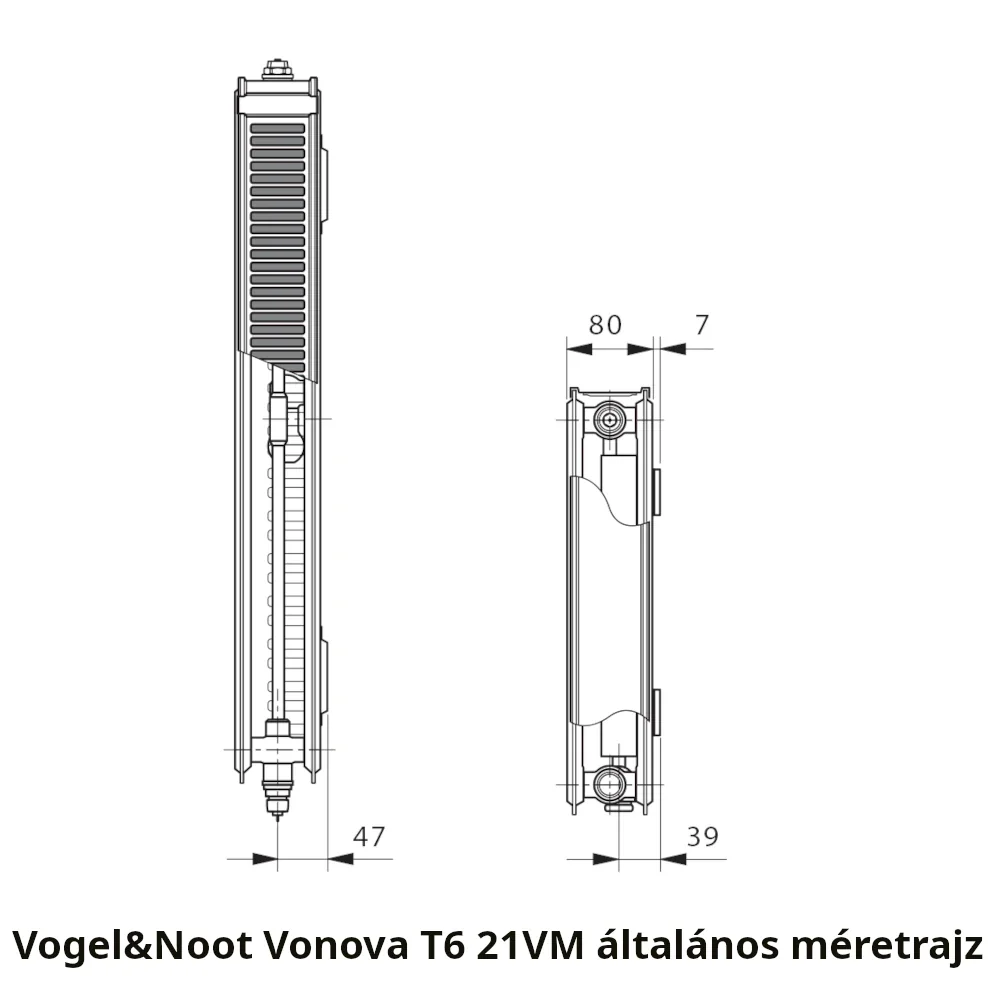 Vogel&Noot T6 21VM-S 400x1600középcsatlakozású radiátor