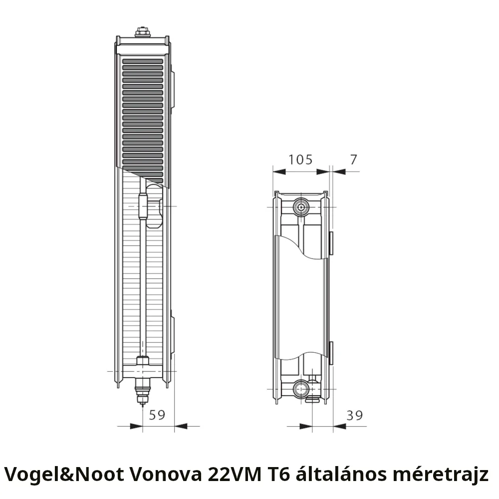 Vogel&Noot T6 22VM 900x1400 középcsatlakozású radiátor
