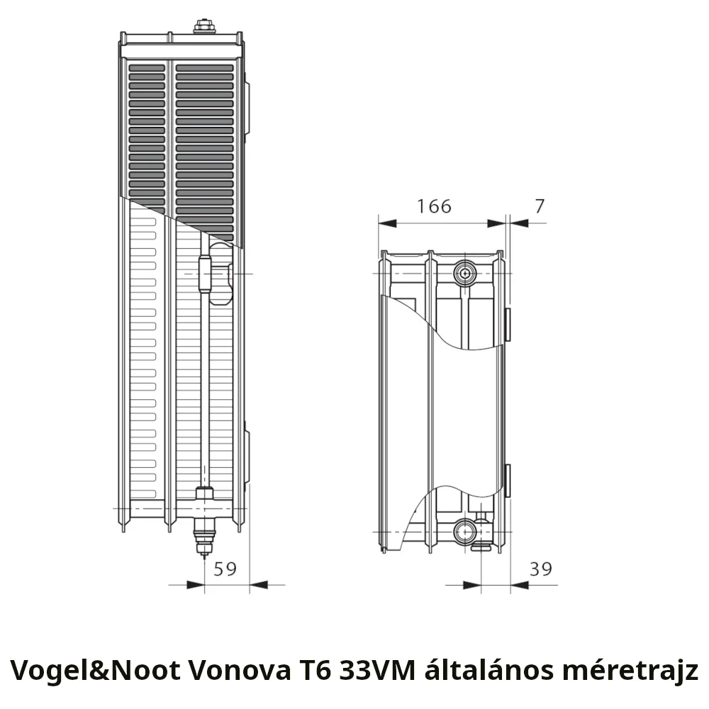 Vogel&Noot T6 33VM 600x400 középcsatlakozású radiátor