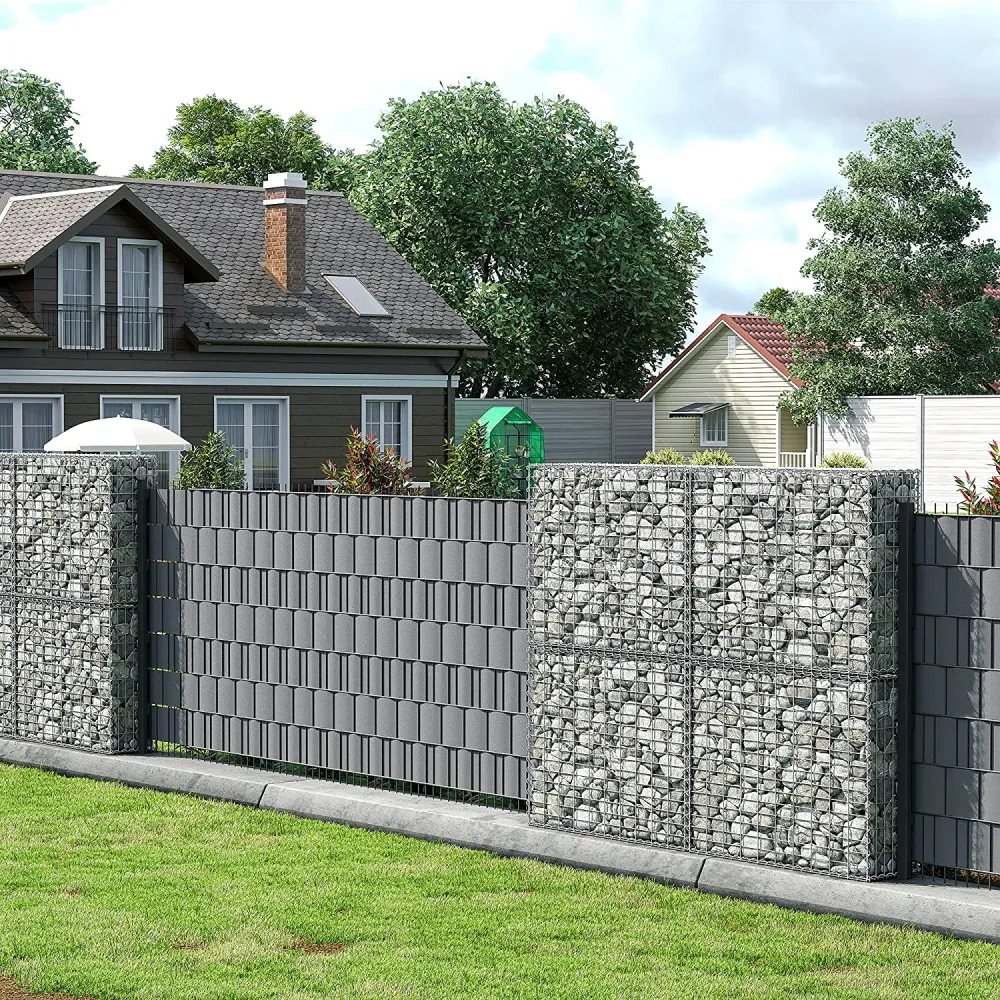 Horganyzott acél gabion kosár, kerti dekor válaszfal, 100 x 80 x 30 cm