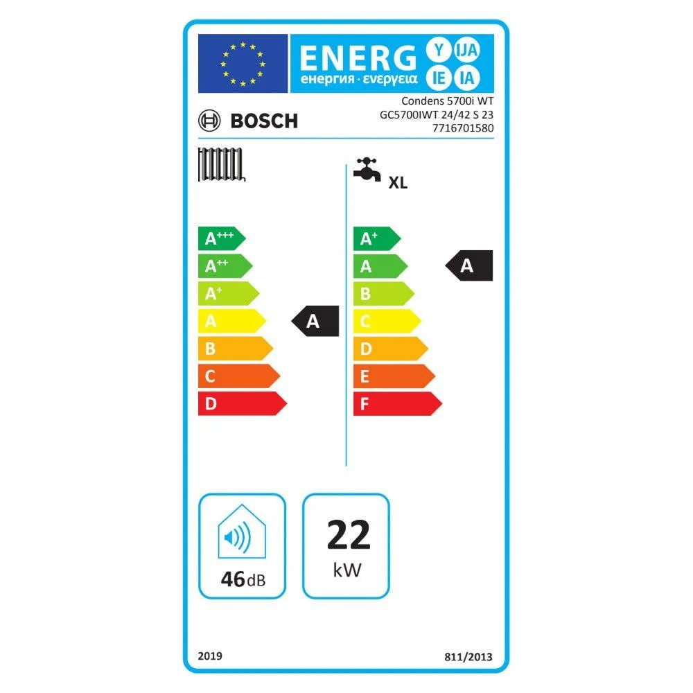 Bosch Condens 5700i WT 24/42 kondenzációs beépített tárolós (42l) gázkazán (7716701580)