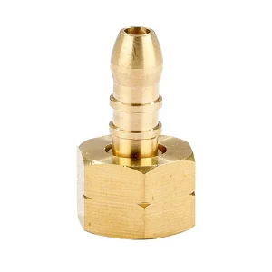 Gáztömlő vége belső menetes 3/8 "L, 9-10 mm-es tömlőcsonkkal, sárgarézből