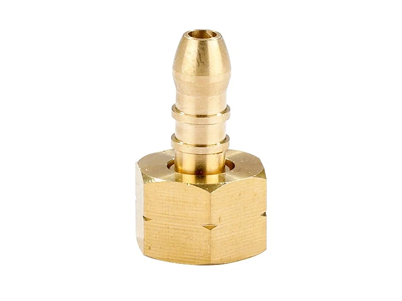 Gáztömlő vége belső menetes 3/8 "L, 9-10 mm-es tömlőcsonkkal, sárgarézből