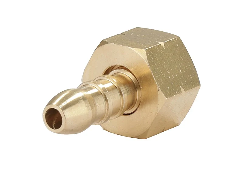 Gáztömlő vége belső menetes 3/8 "L, 9-10 mm-es tömlőcsonkkal, sárgarézből