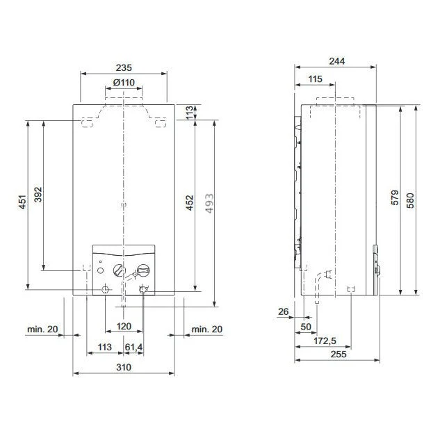 Vaillant atmoMAG mini 114/1 I gázüzemű átfolyós, elemes vízmelegítő, 18kW (0010022600)