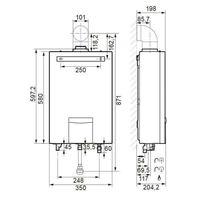Vaillant turboMAG plus 155/1-5 RT átfolyó rendszerű zárt égésterű vízmelegítő (0010023391)