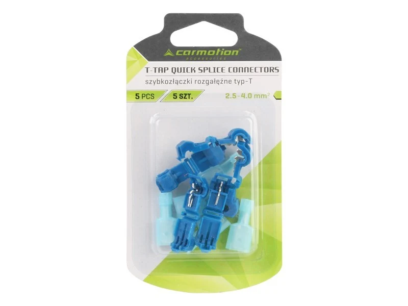 T-típusú gyorscsatlakozók, kék, 2,5-4,0 mm2, 16-14 AWG, 15A max, 5 db