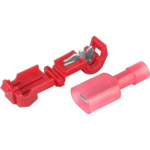 T-típusú gyorscsatlakozók, piros 0,5-1,5 mm2, 22-18 AWG, 15A max, 5 db