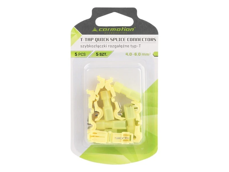 T-típusú gyorscsatlakozók, sárga, 4,0-6,0 mm2, 12-10 AWG, 15A max, 5 db
