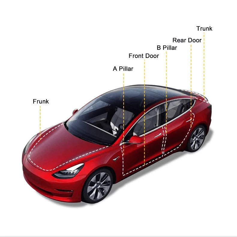 Model 3/Y autó ajtótömítés készlet hangszigetelt gumi kiegészítőkhöz Tesla (2017+)