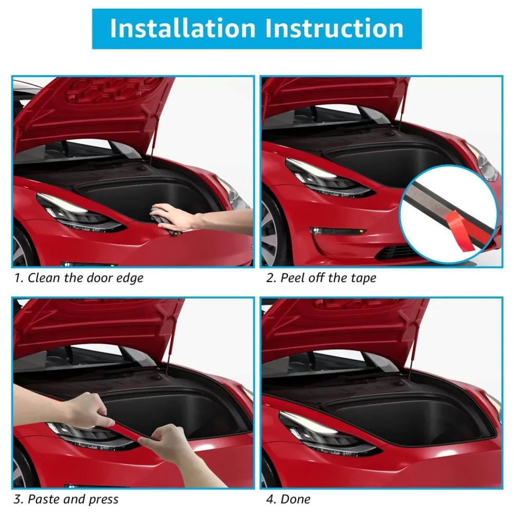 Model 3/Y autó ajtótömítés készlet hangszigetelt gumi kiegészítőkhöz Tesla (2017+)