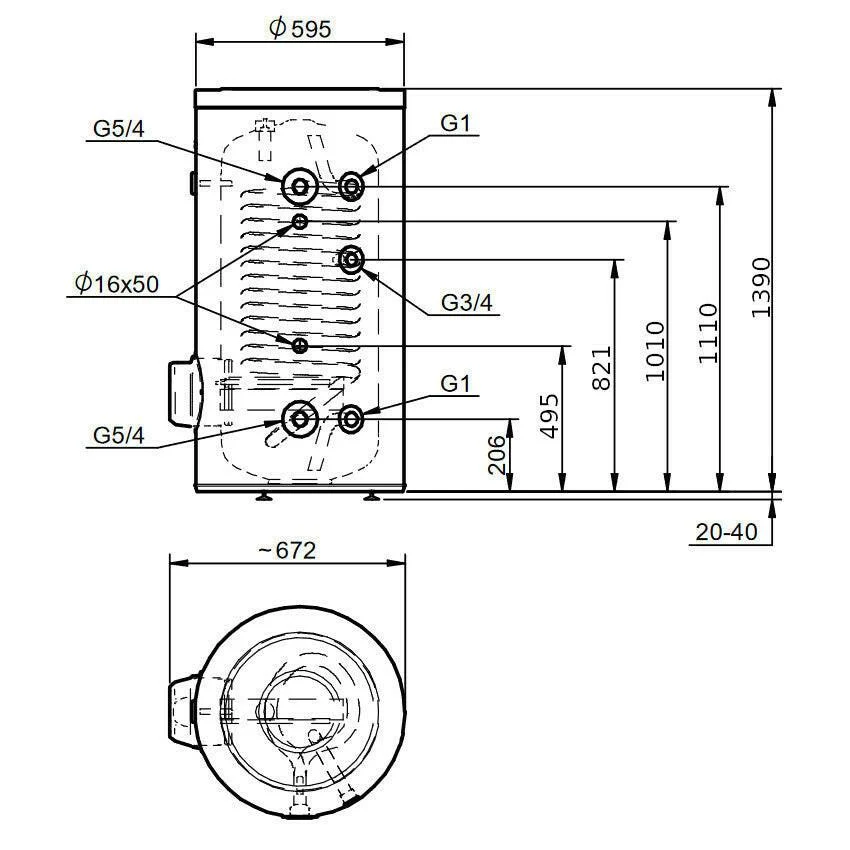 Hajdu STXL 160C HMV tároló hőszivattyús rendszerhez, nagy felületű hőcserélővel, 160 l. (2142215206)