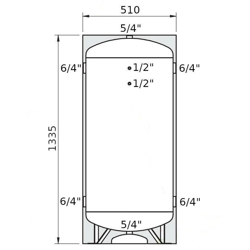 Heizer ACR-2 puffertároló szigeteléssel, glikolos vízre (-10°C +60°C), hőcserélő nélkül, 200l (ACR2)