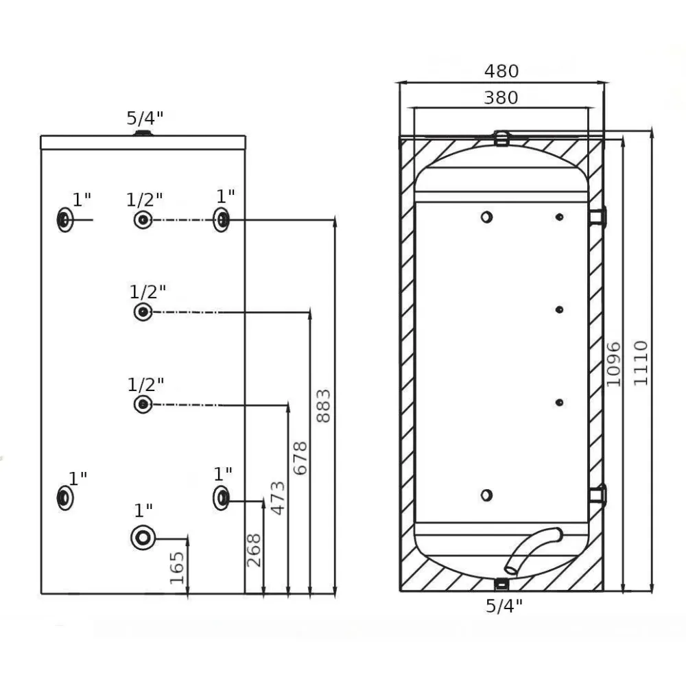 Heizer PUS-103 R puffertároló (fűtővíz) hőcserélő nélkül, fix szigetelés, 6 bar (PUS103)
