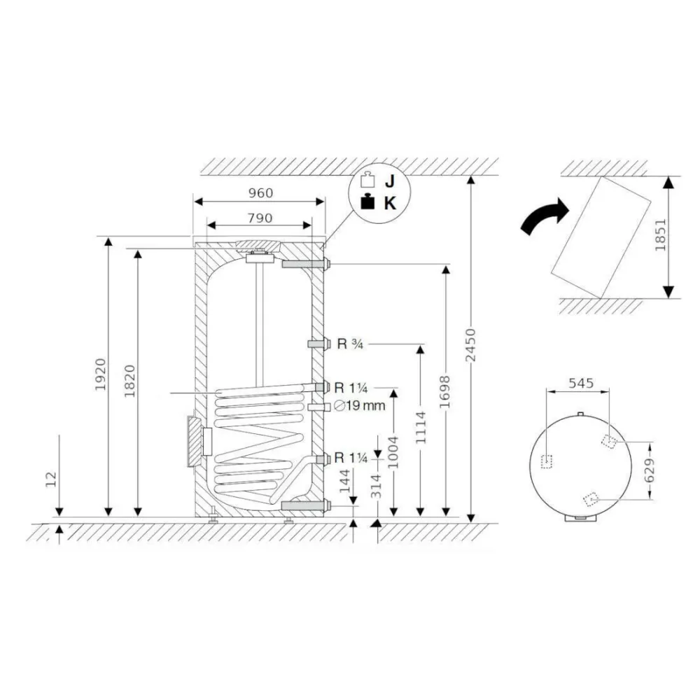 Bosch W 750-5 C indirekt tároló, fehér (7735500278)