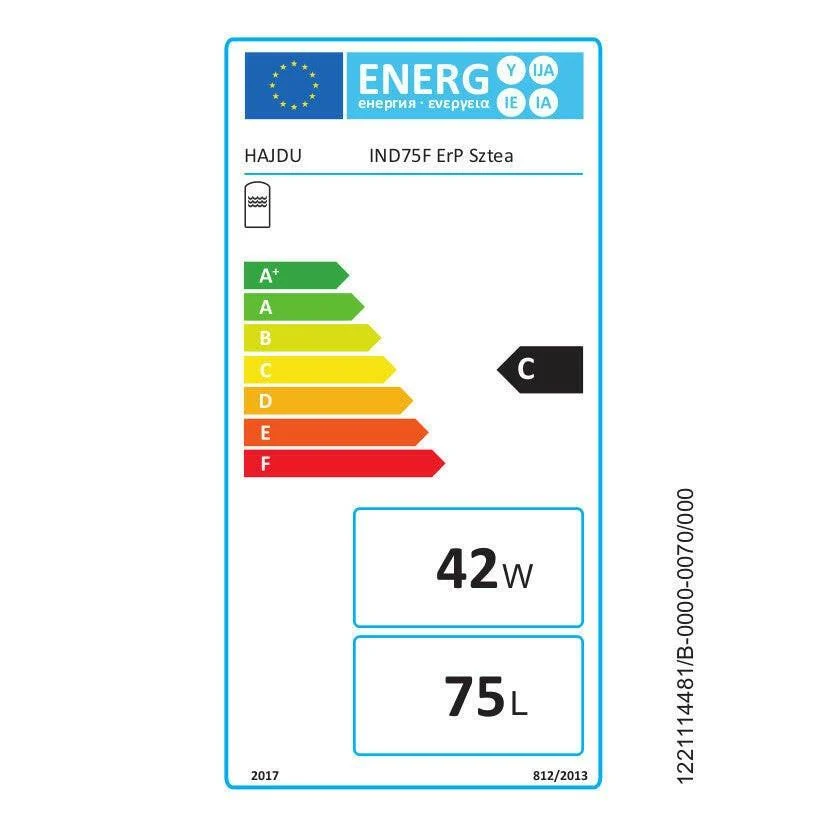 Hajdu IND 75F ErP indirekt fűtésű forróvíztároló fali, szteatitos, cirkulációs csonkkal (2141731540)