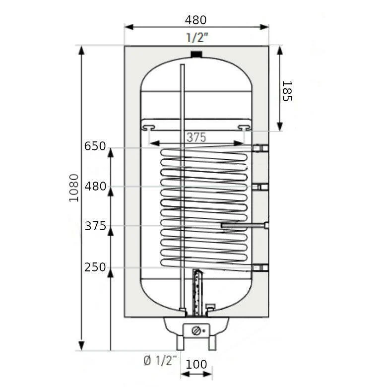 Heizer Plus-100 (balos) indirekt fali tároló, 1 hőcserélő, fix szigetelés, 1,5 kW fűtőbetét (PL100B)