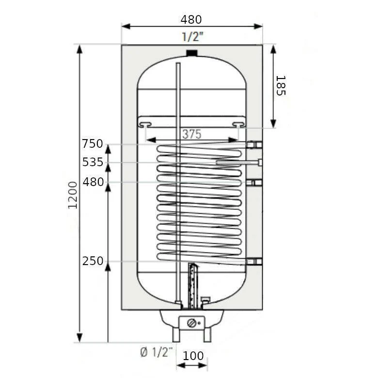 Heizer Plus-120 (balos) indirekt fali tároló, 1 hőcserélő, fix szigetelés, 2 kW fűtőbetét (PLUS-120B)