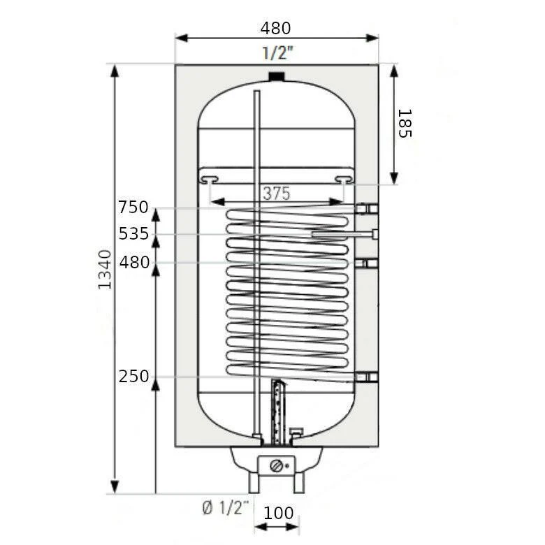 Heizer Plus-140 (jobbos) indirekt fali tároló, 1 hőcserélő, fix szigetelés, 2 kW fűtőbetét (PLUS-140)