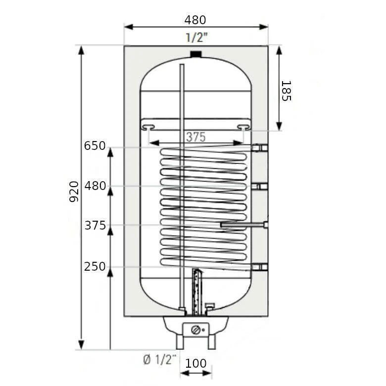 Heizer Plus-80 (jobbos) indirekt fali tároló, 1 hőcserélő, fix szigetelés, 1,5 kW fűtőbetét (PL80J)