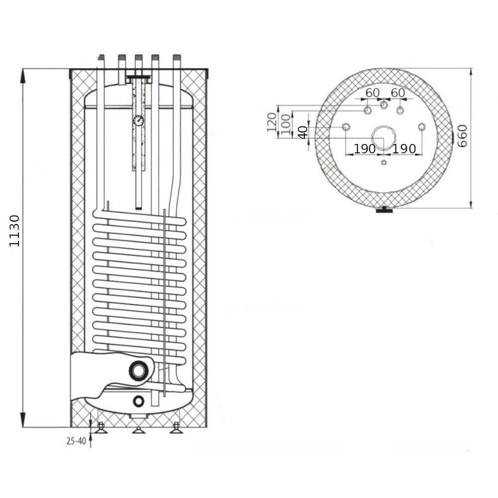 Heizer SR-200 indirekt tároló álló, hengeres forma, 1 hőcserélő, fix szigetelés, 200l (SR200)