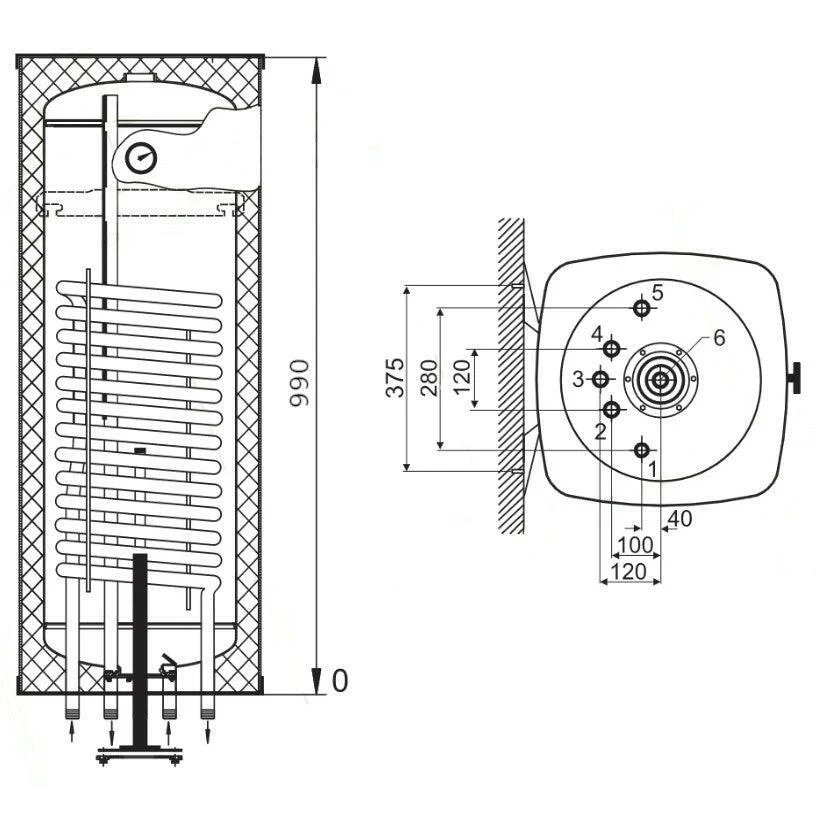 Heizer SW-100 indirekt tároló fali, szögletes forma, 1 hőcserélő, fix szigetelés, 100l (SW100)