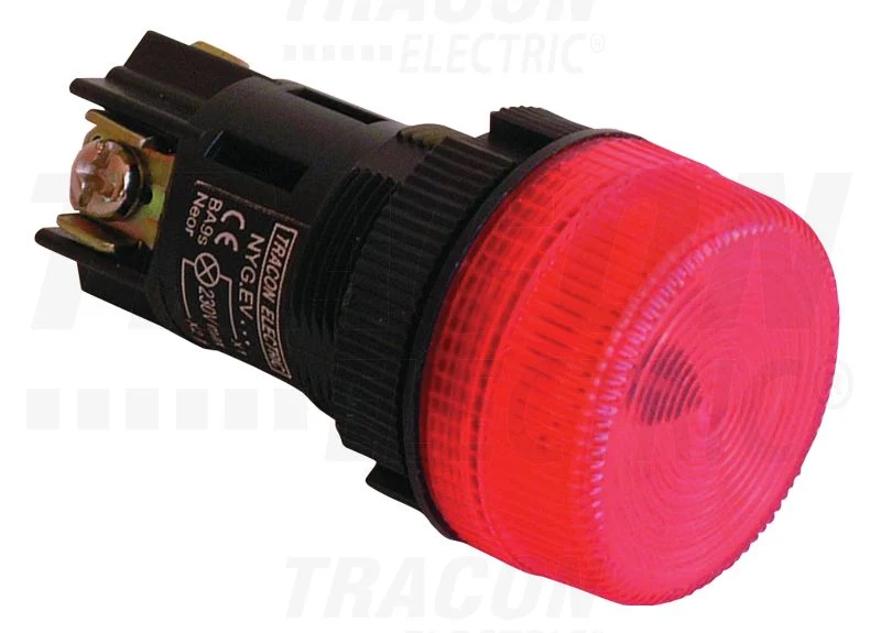 Tracon Jelzőlámpa műanyag: 0,4A/250V AC, d=22mm, IP42 NYGEV163Z