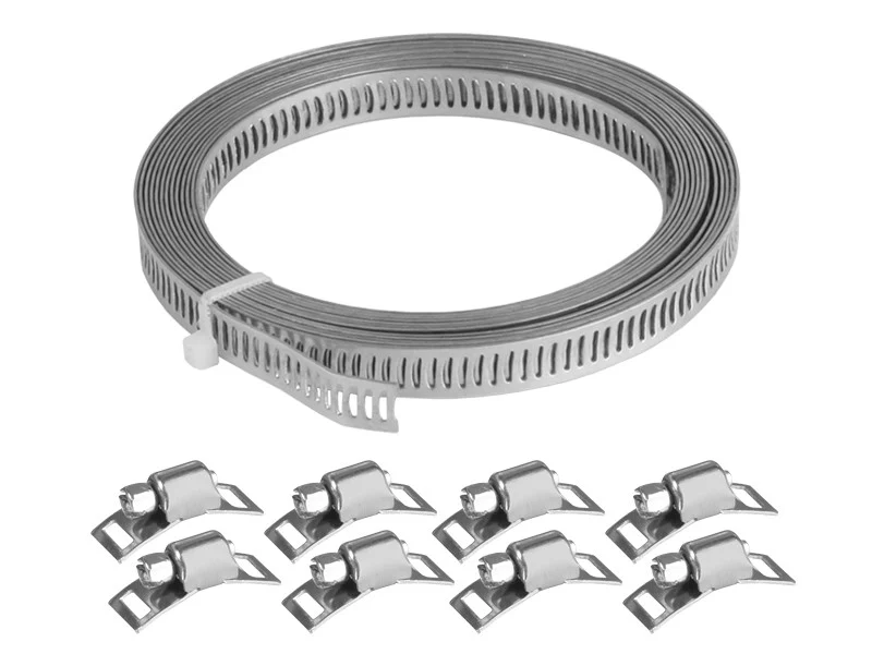 Kábelkötegelő készlet: 8 mm x 3m szalag + 8 csavaros bilincs.