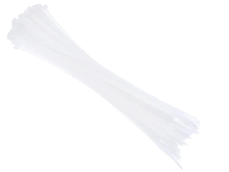 Nylon kábelkötegelő 300x3,6 mm, fehér, 100 db