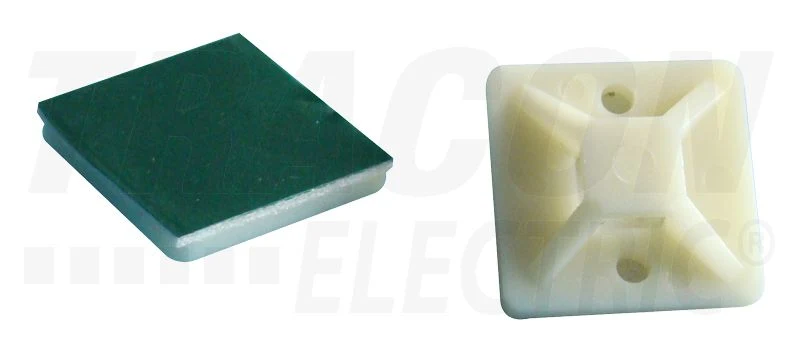 Tracon Öntapadós négyoldalról toldható kábelkötegelő talp 25×25mm, d=3,5mm, PA6.6 TALP270