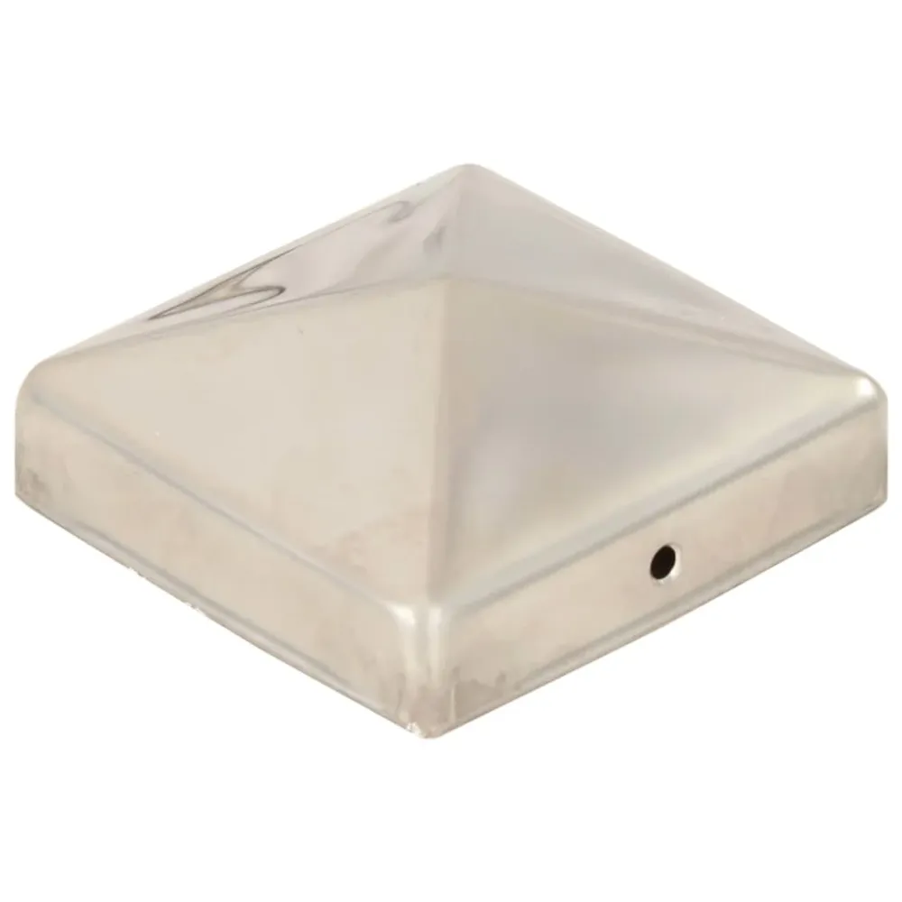 vidaXL 6 db gúla alakú rozsdamentes acél kerítésoszlop-sapka 81x81 mm