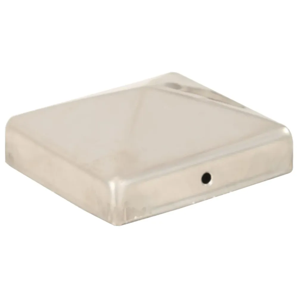 vidaXL 6 db gúla alakú rozsdamentes acél kerítésoszlop-sapka 81x81 mm
