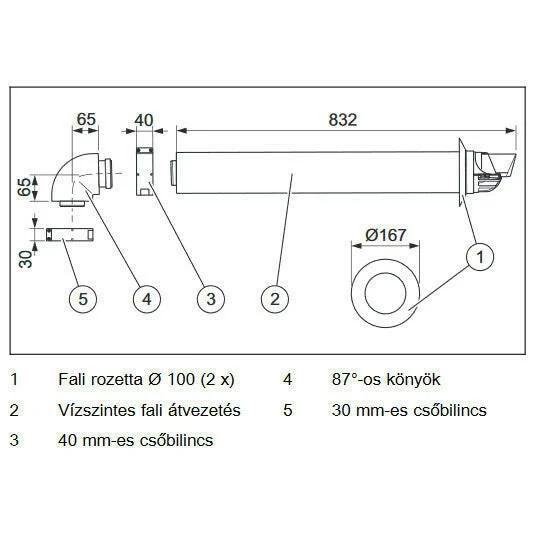 VAILLANT 60/100PP vízszintes átvezető szett (0020219517)