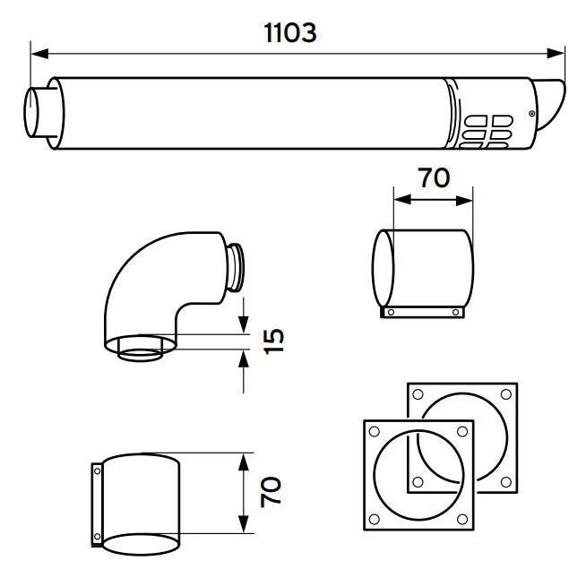 VAILLANT 80/125 PP vízszintes falátvezetés (303209)