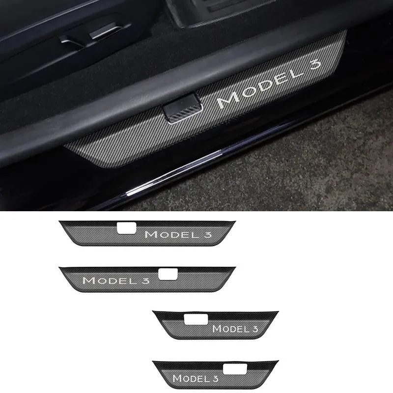 Kiváló minőségű, karcálló küszöbvédő készlet Tesla Model 3-hoz - 2024+ (elöl és hátul)