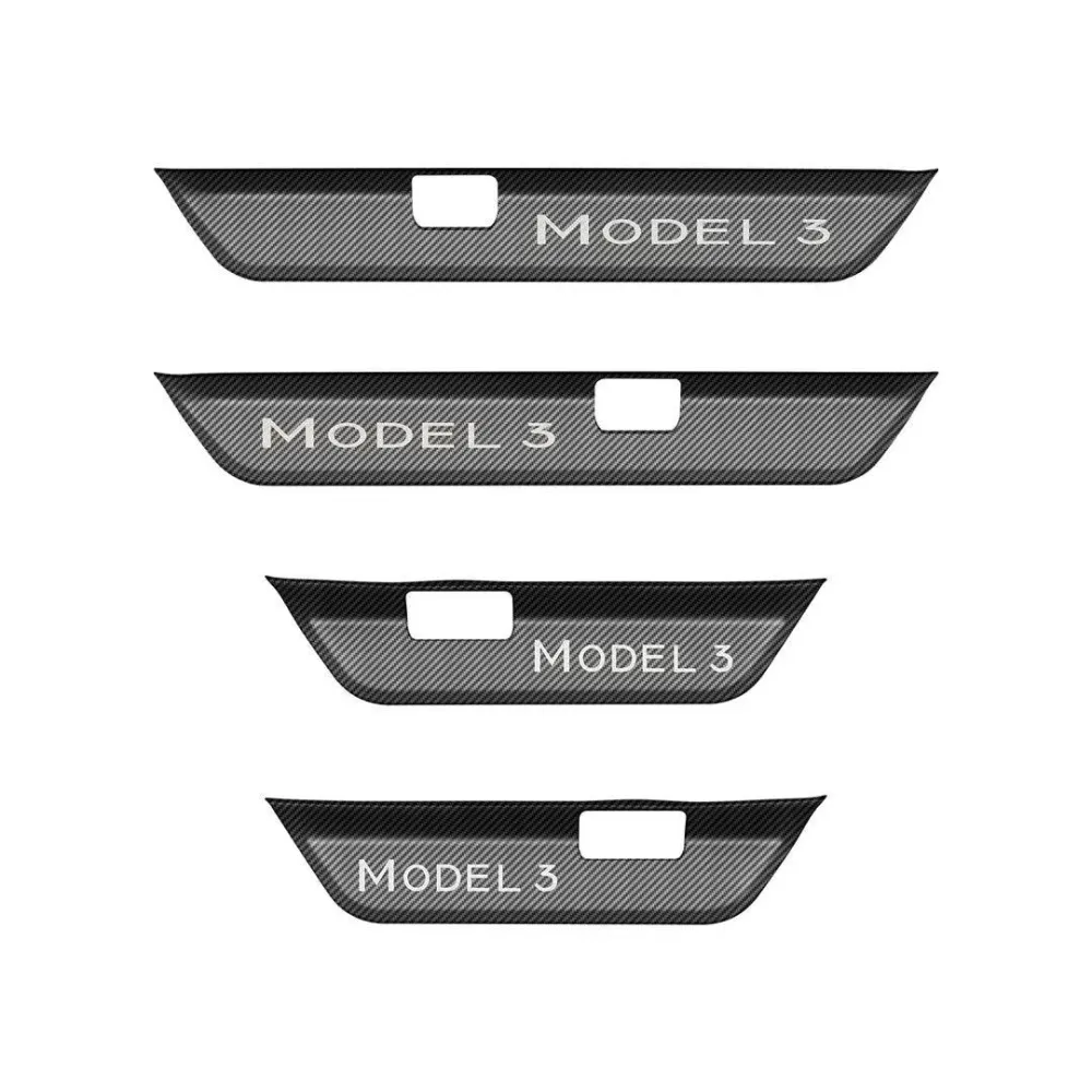 Kiváló minőségű, karcálló küszöbvédő készlet Tesla Model 3-hoz - 2024+ (elöl és hátul)