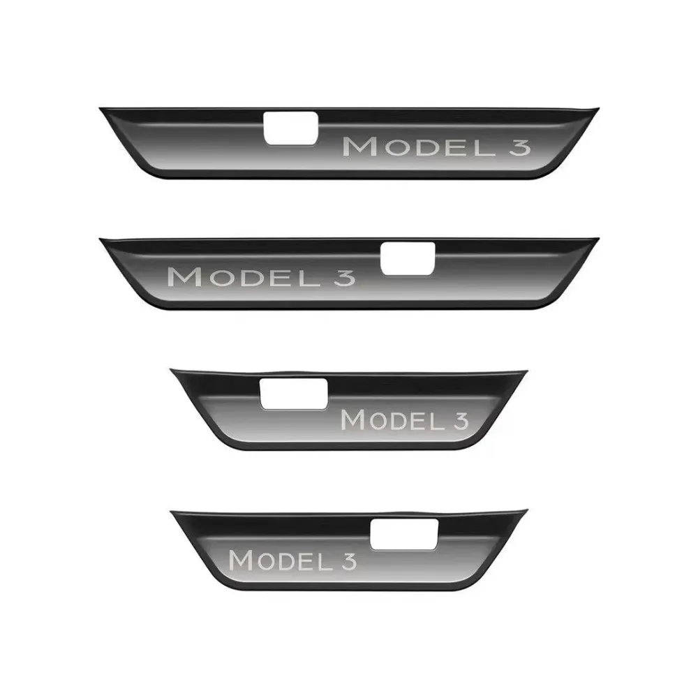 Kiváló minőségű, karcálló küszöbvédő készlet Tesla Model 3-hoz - 2024+ (elöl és hátul)