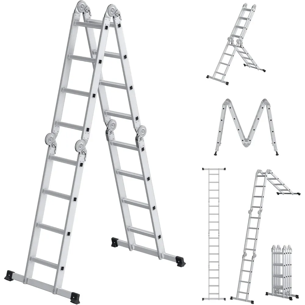 6 az 1-ben létra, összecsukható létra, 430 cm hosszú, ezüst