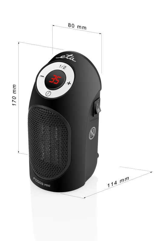 Meleglevegős ventilátor ETA Fogos Mini 1623 90000 fekete