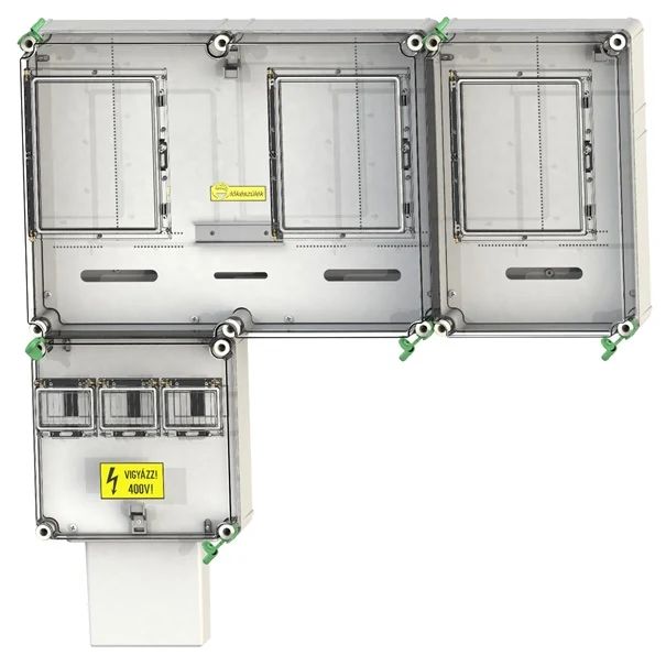 Csatári Plast 1/3F mérőszekrény 1xM63.80A+1xV32+1xH80A földkábeles 1-szintes PVT 7590 Á-V-H Fm-K*