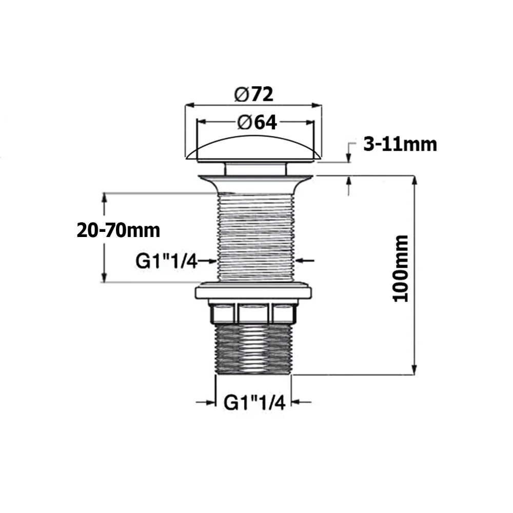 Klikk - klakk leeresztő - MATT BÉZS - túlfolyós mosdókagylóhoz - 5/4" - Ø 73 mm