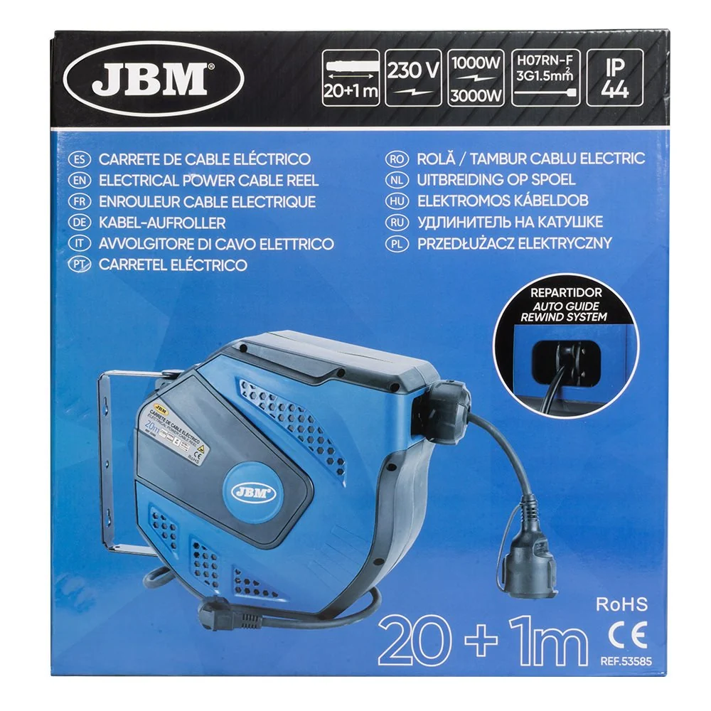 Behúzható elektromos kábelcsévélő JBM, 21 méter