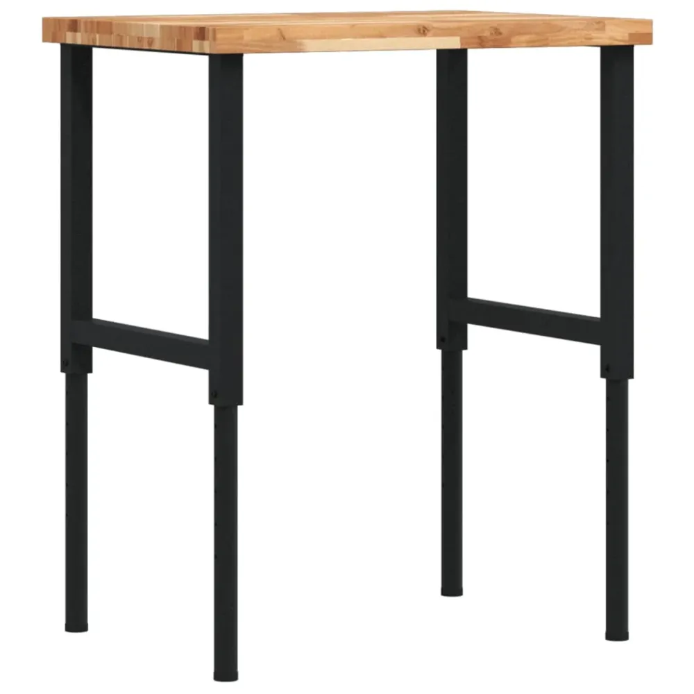 vidaXL tömör bükkfa négyszög alakú munkapad 80 x 60 x (73-99,5) cm